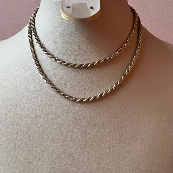 LONG SOLID ROPE CHAIN NECKLACE 925 STERLING SILVER THICK, HEAVY, WELL MADE 23